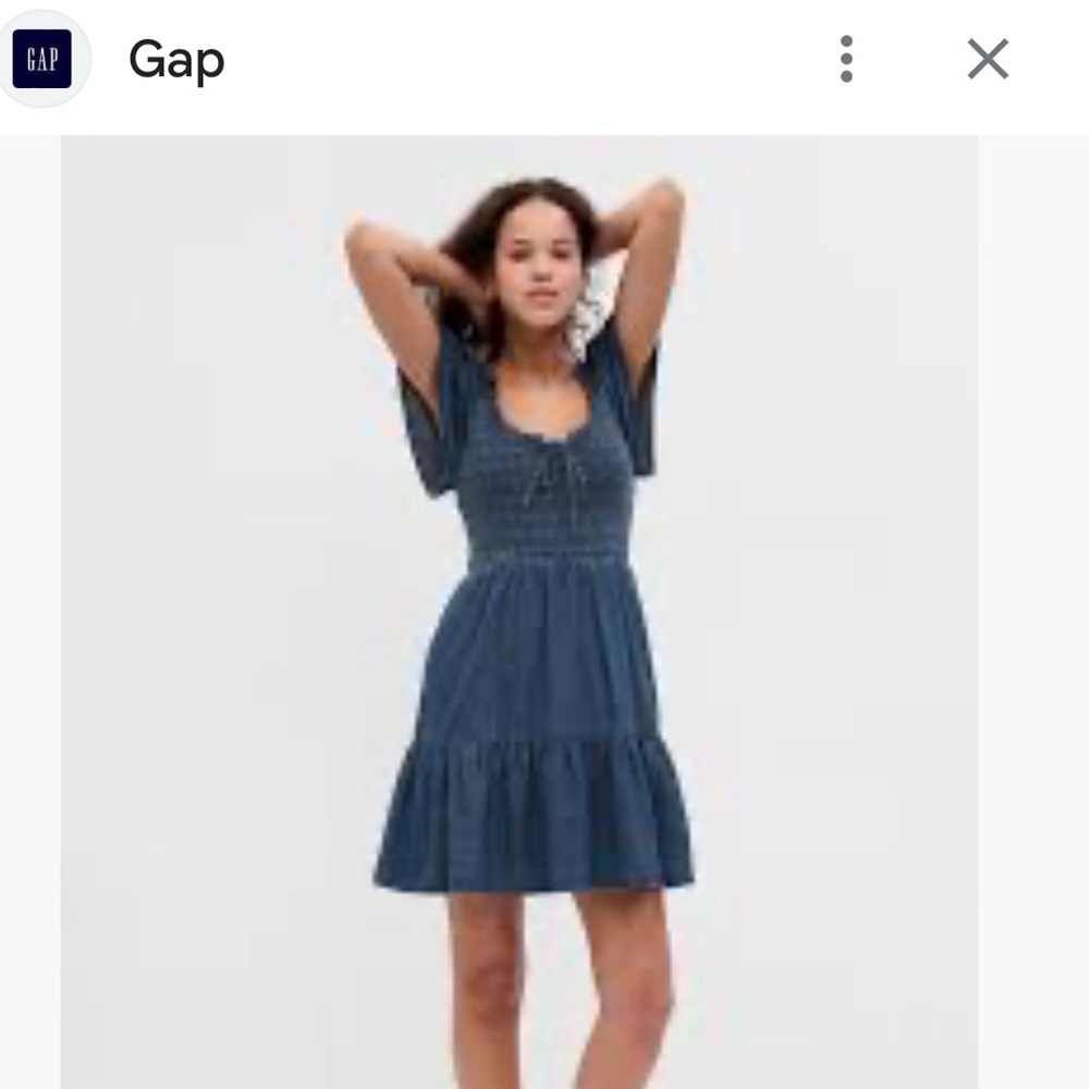 NWT Gap Flutter Sleeve Smocked Denim Mini Dress